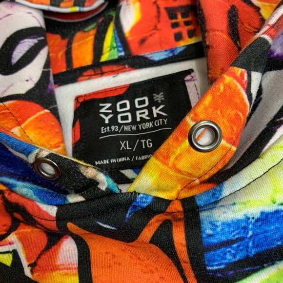 ZOO YORK Graffiti Hoodie XL Pullover AOP Graffiti Y2K Skater Older Brother Core - Picture 5 of 7